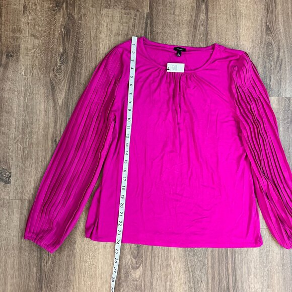 NEW Talbots Pleated Sleeve Crewneck Top Magenta Pink Sz L - Picture 7 of 13